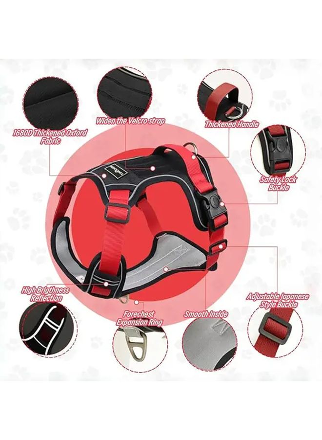 Heavy Duty Anti Pull Dog Harness For Large Dogs XL Black Reflective Safety Vest Adjustable - Image 5