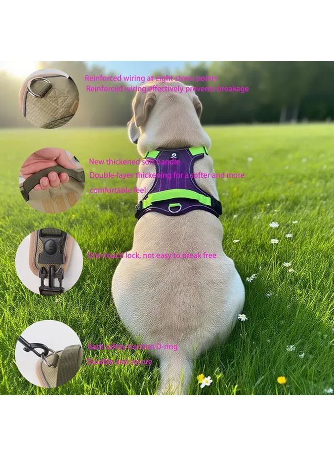 Heavy Duty Anti Pull Dog Harness For Large Dogs XL Black Reflective Safety Vest Adjustable - Image 3
