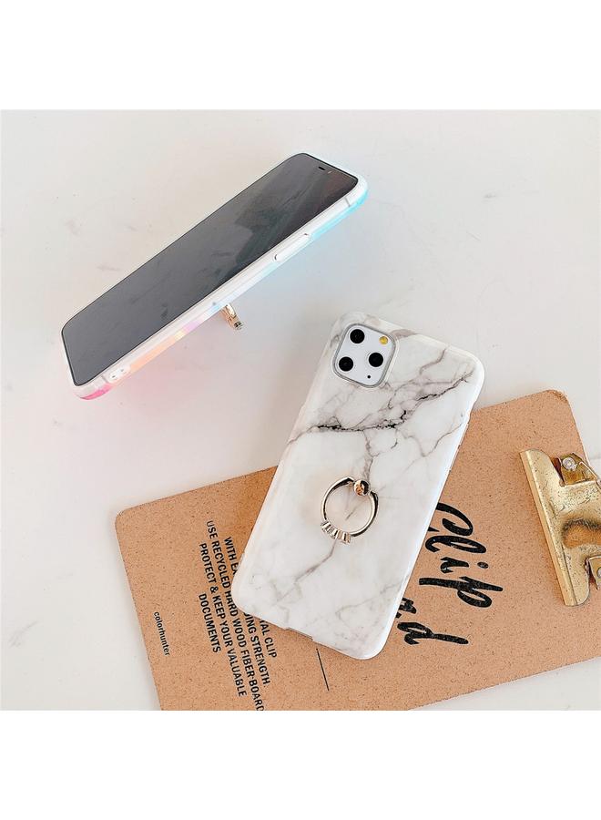 Zaboon Case For iPhone 11 TPU Smooth Marble with Ring Metal Rhinestone Bracket Mobile Phone Protective Case - Image 4