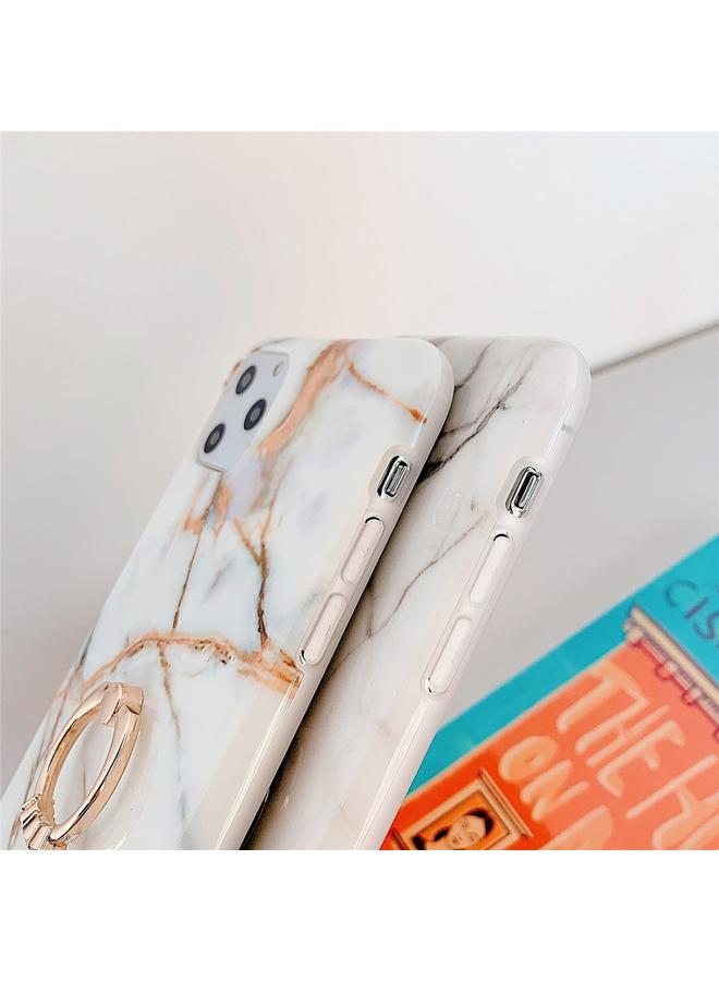 Zaboon Case For iPhone 11 TPU Smooth Marble with Ring Metal Rhinestone Bracket Mobile Phone Protective Case - Image 5