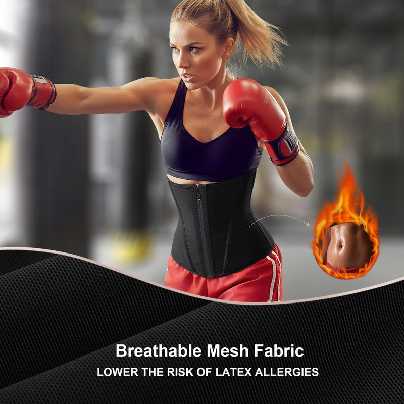 SHAPERX Waist Trainer for Women Underbust Corset Shapewear Tummy Control Workout Waist Cincher Body Shaper Zipper and Hooks, SZ7310-Black-2XL - Image 4