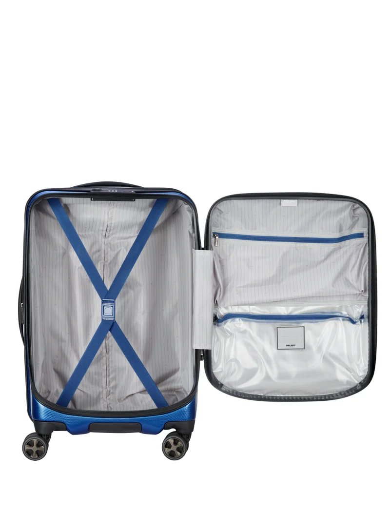 DELSEY Paris Cruise 58cm Hardcase 4 Double Wheel Cabin Luggage Trolley Blue