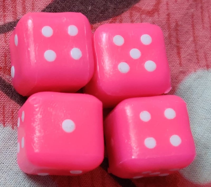 PMK E Store Six Sided 16mm Very Big Size Multi Color Dice or Die for Playing Board Games and Poker Chip Set Games||Playing dice Big Size|| Pack of (Pink 4 Piece 16mm) - Image 1
