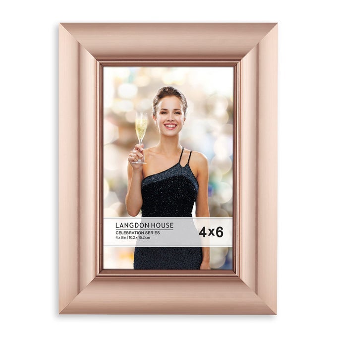 4X6 ROSE GOLD PICTURE FRAME CONTEMPORARY GLAM PHOTO FRAME 4 X 6 WALL MOUNT OR TABLE TOP CELEBRATION COLLECTION