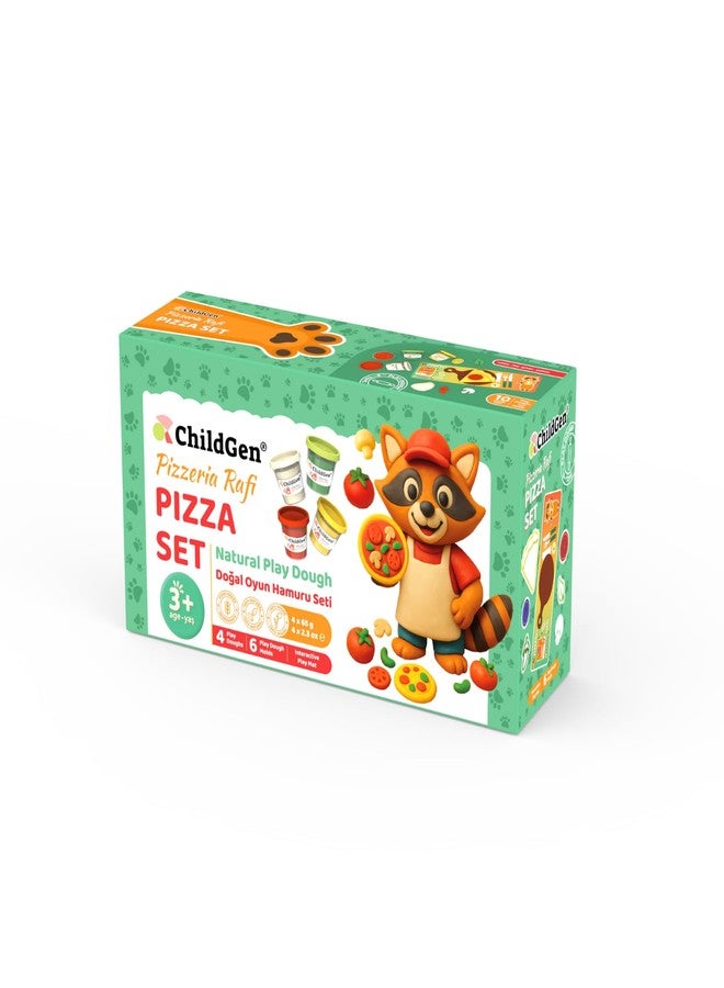 ChildGen Paw Pals Play Dough Set - Natural Non-Toxic Sensory Dough for Kids, 4 Colours with 5 Moulds & Themed Play Card, Safe Creative Toy for Toddlers (Pizza Set) - Image 2