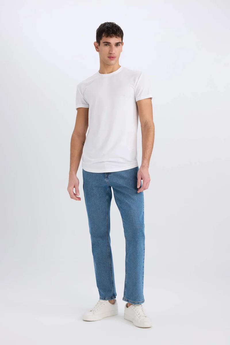 ديفاكتو Long Muscle Fit Crew Neck Basic T-Shirt