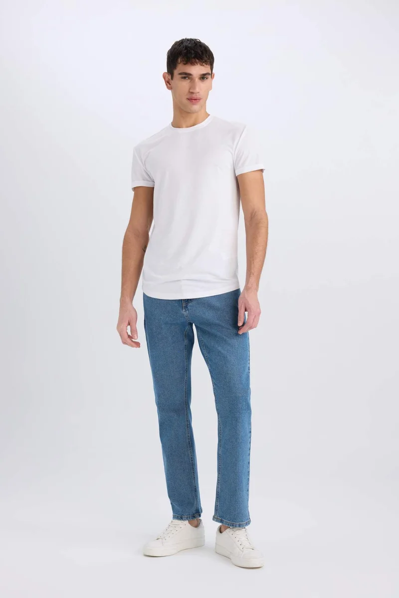 ديفاكتو Long Muscle Fit Crew Neck Basic T-Shirt