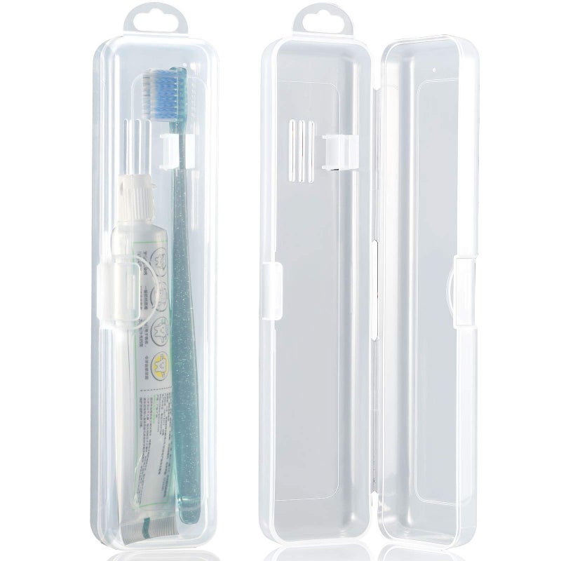 Patelai 2 Pack Travel Size Toothbrush Case Holder Portable Clear Toothbrush and Toothpaste Storage Container Hard Plastic Transparent Carrying Box for Traveling - Image 1
