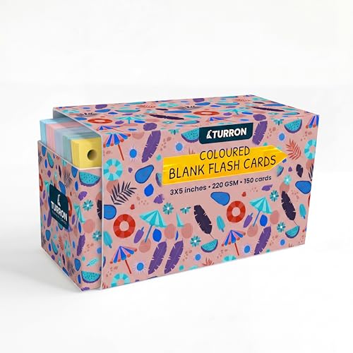 Turron Premium Blank Index Flash Cards | Punched with Binder Rings for Study, Notes & Revision (150, Multicolor, 3 x 5 Inch, 2-Side Ruled) - Image 5