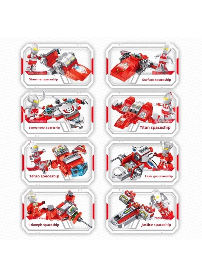 Generic - Ultraman Toy Pocket Building Blocks Doll Full Set Small Doll Blind Box Genuine Boys Assembled Model Hand-made Doll-Color:The Third Pop-up Flash Model (12 Pieces Are Not Repeated) - Image 1