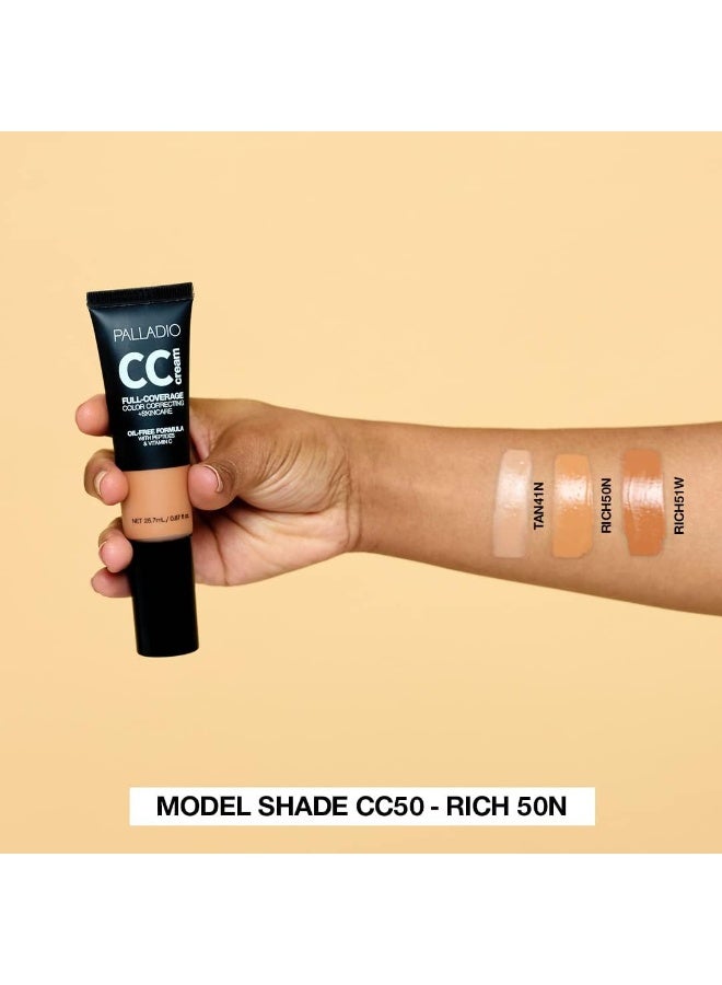 بالاديو كريم CC مصحح اللون بتركيبة تغطية كاملة – خالٍ من الزيوت مع الببتيدات وفيتامين C – لتصحيح الاحمرار وتوحيد لون البشرة – تغطية قابلة للبناء – ريتش 50N - Image 2