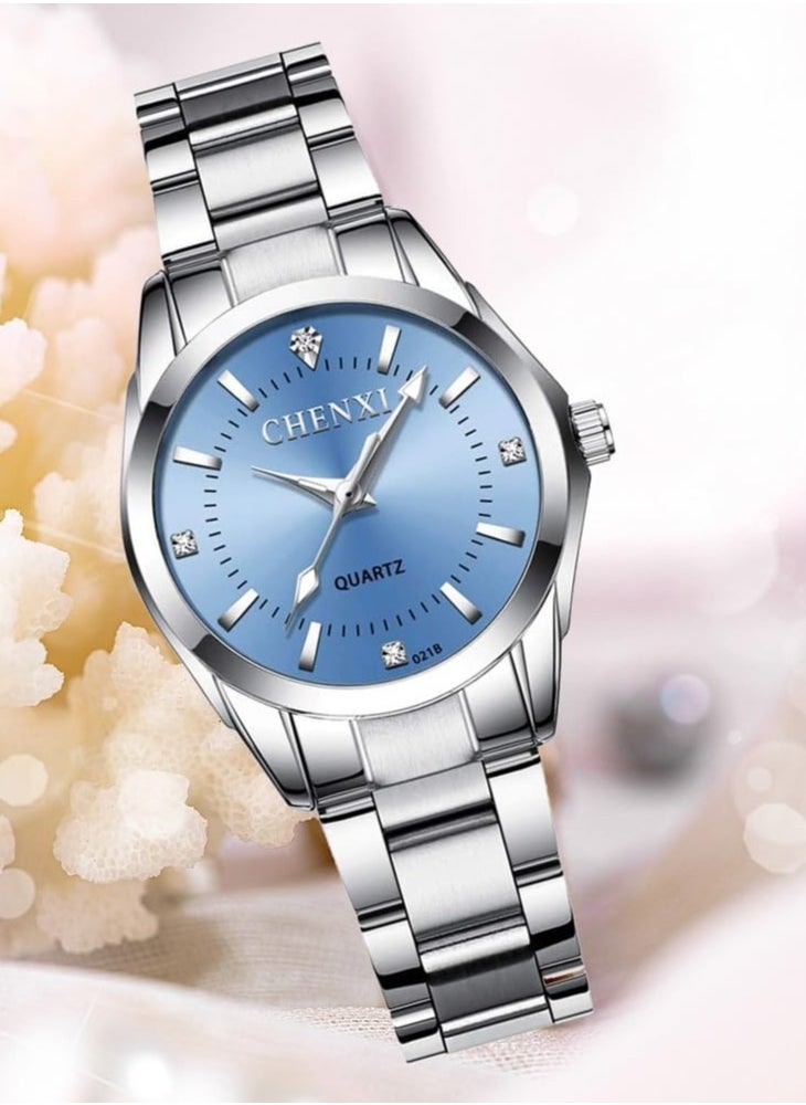 Chenxi - Lady's Classic Wrist Watch Silver Light Blue - Image 1