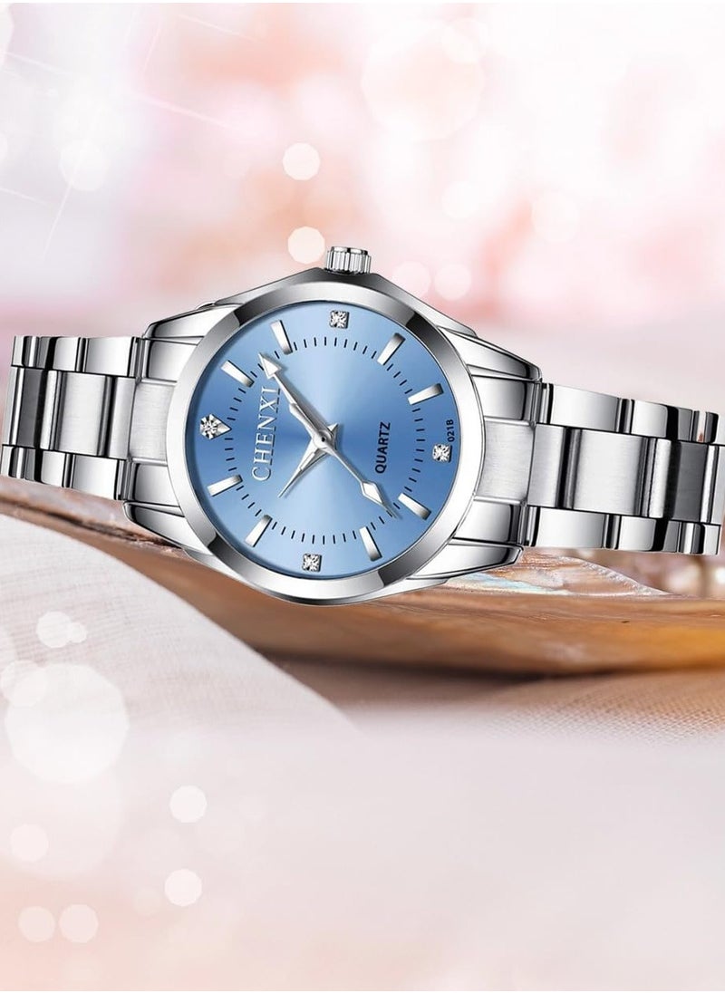 Chenxi - Lady's Classic Wrist Watch Silver Light Blue - Image 1