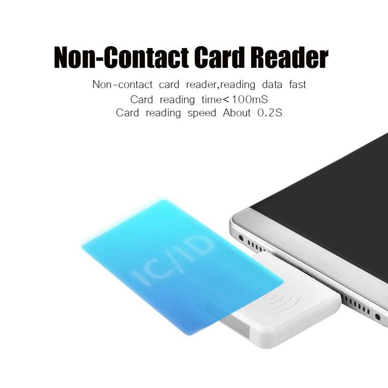 Ashata قارئ بطاقات ذكي محمول بدون تلامس، قارئ بطاقات RFID بتردد عالي مع واجهة USB ذكر، قراءة بطاقات سريعة خلال 0.2 ثانية، إصدار مزدوج IC/ID، يدعم الكمبيوتر والهاتف المحمول والتابلت (أبيض) - Image 4