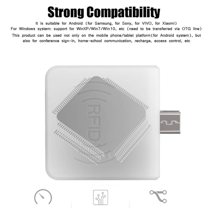 Ashata قارئ بطاقات ذكي محمول بدون تلامس، قارئ بطاقات RFID بتردد عالي مع واجهة USB ذكر، قراءة بطاقات سريعة خلال 0.2 ثانية، إصدار مزدوج IC/ID، يدعم الكمبيوتر والهاتف المحمول والتابلت (أبيض) - Image 3