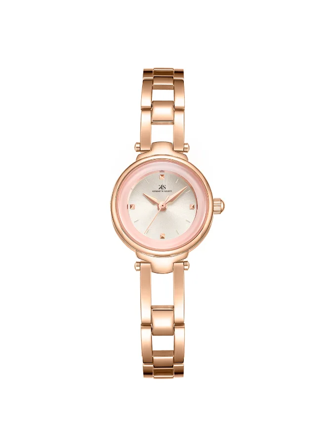 KENNETH SCOTT Kenneth Scott Women's PC21 Movement Watch, Analog Display and Stainless steel Strap - K23516-RBKK, Rose Gold