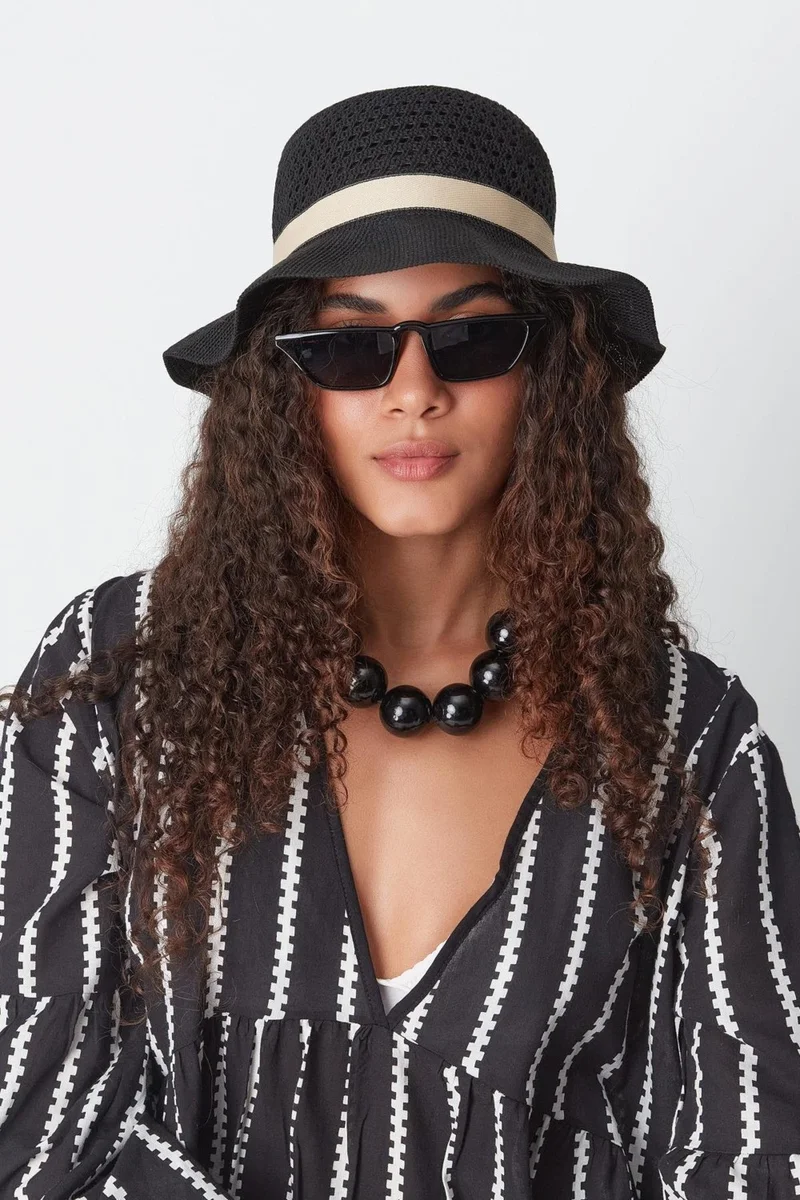 سي اند سيتي Mercerized Beach Hat T24740-14 Black