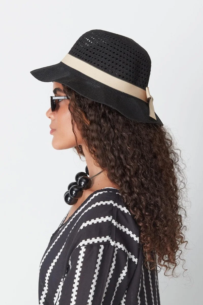 سي اند سيتي Mercerized Beach Hat T24740-14 Black