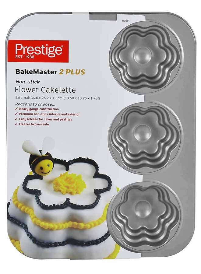 Prestige Bakemaster 2 Flower Cakelette Pan Grey 34.6 x 26.2 x 4.5cm - Image 1