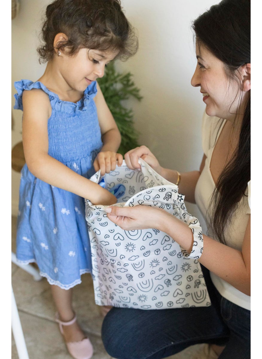 Tiny Twinkle Tiny Twinkle Mess-proof Wet Bags 2 Pack Waterproof and Washable Bag for Travel storage, Stroller, Daycare, Baby Diapers, Yoga, Beach, Pool, Wet Toddler Swimsuits (Black,White)  - Image 4