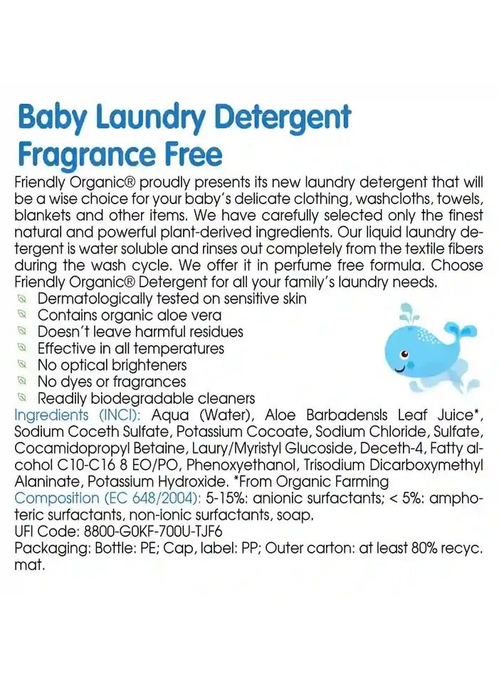 FRIENDLY ORGANIC Baby Laundry Detergent Lavender 1000ml - 100% Organic with Vegan Plant Derived Ingredient, Fragrance Free, Hypoallergenic & Dermatologically Tested - Image 2