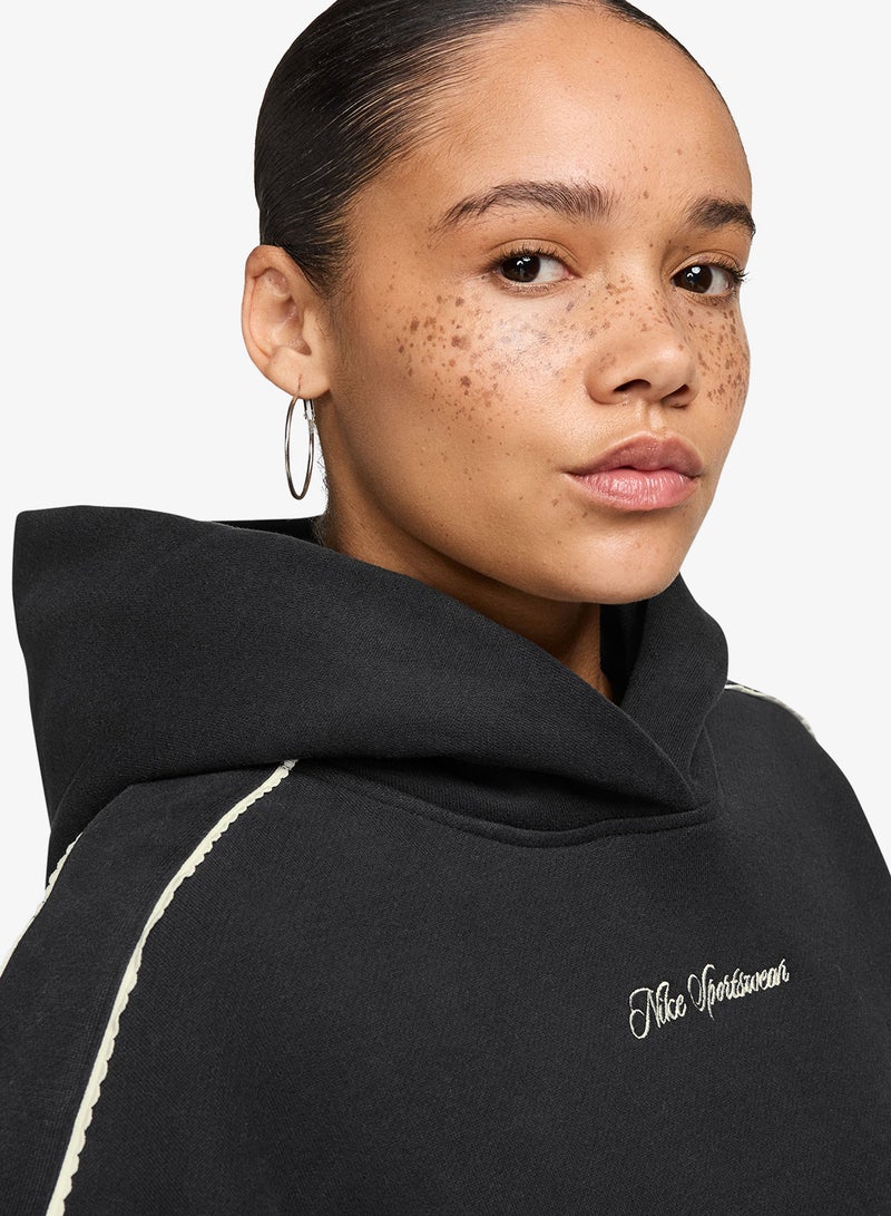 Nike Studio Fleece Cropped Scallop Hoodie - Image 3