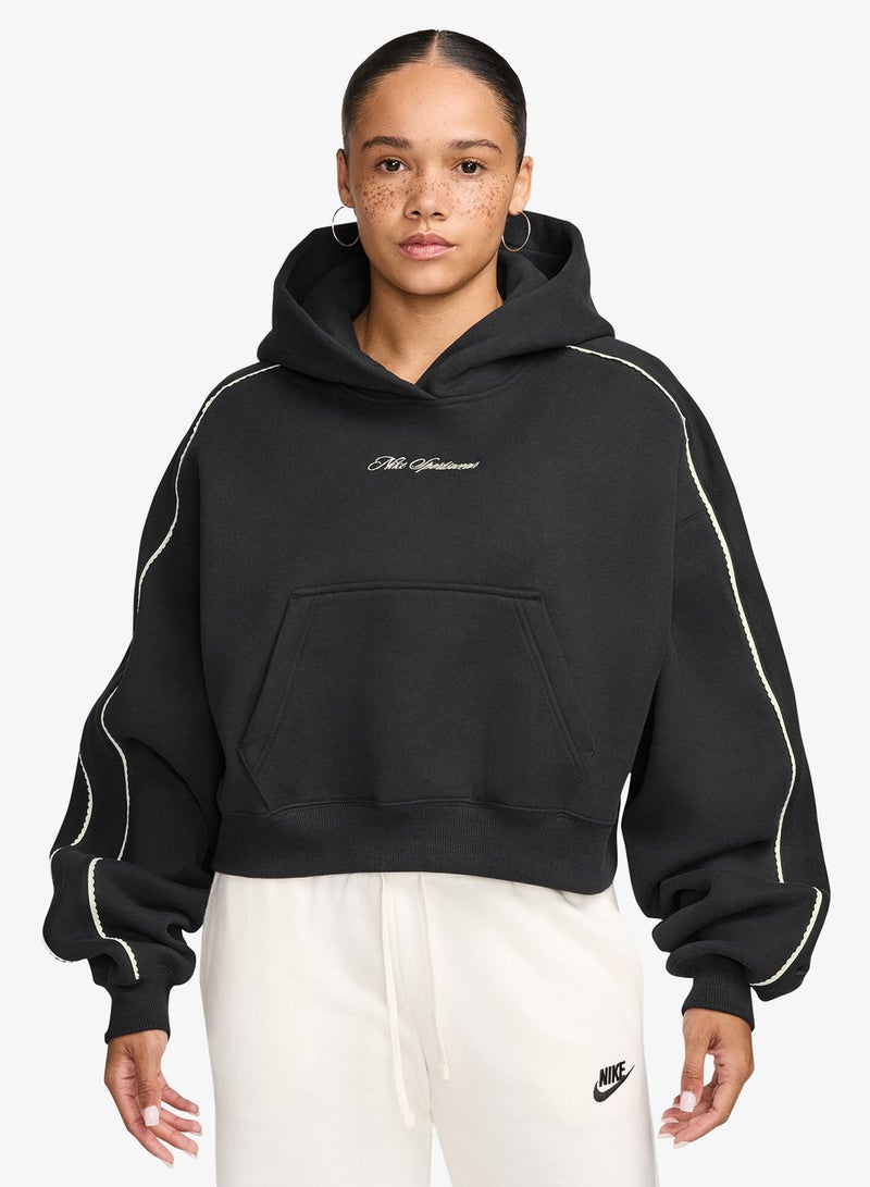 Nike Studio Fleece Cropped Scallop Hoodie - Image 1