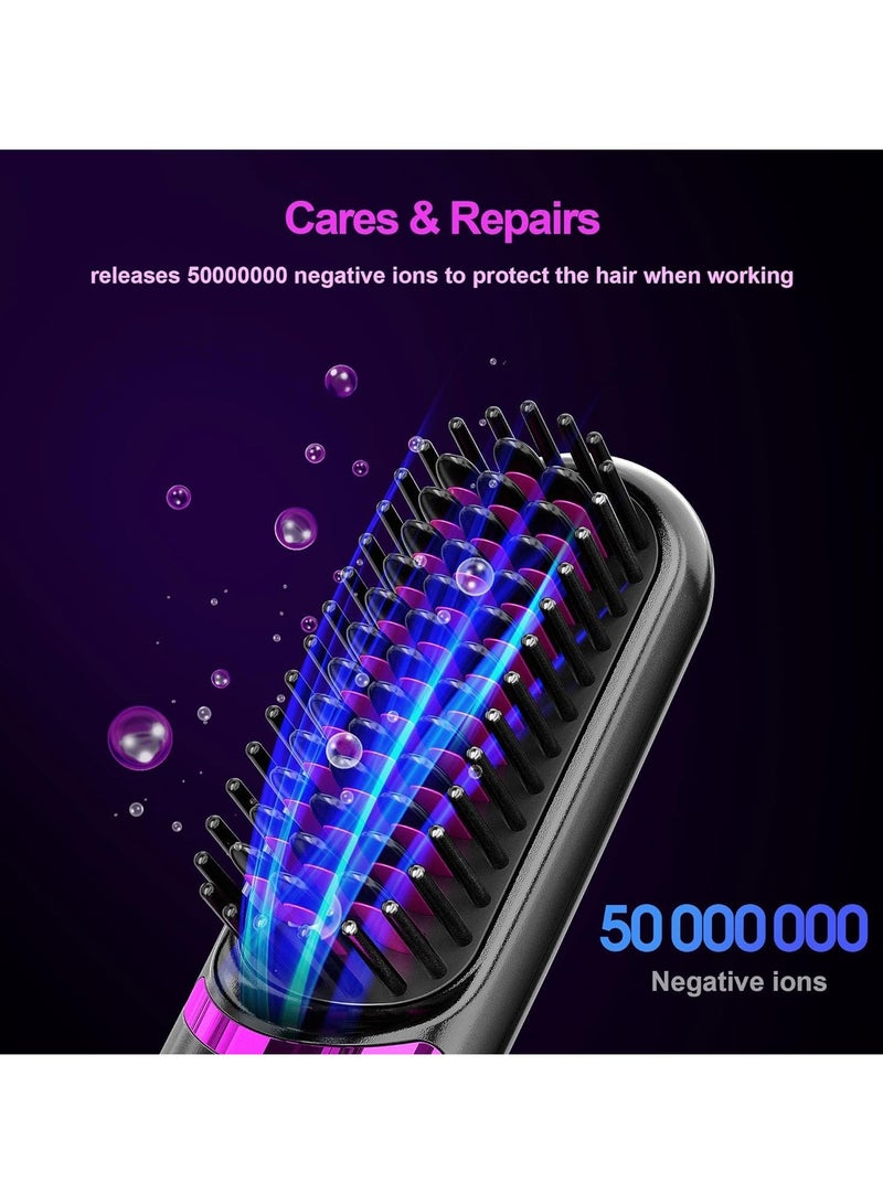 SYOSI Mini Cordless Hair Straightener Brush, Portable Mini Straightening Brush for Travel, USB Rechargeable, Anti-Scald, Gifts for Women, Lovers or Friends (Gray) - Image 5