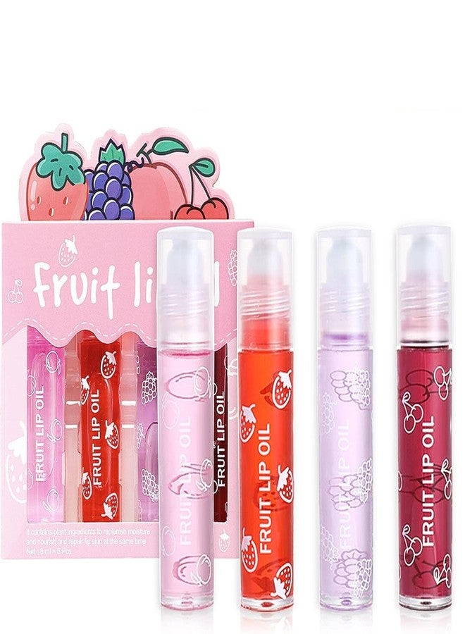 PIKFOS Lip Oil Set Roll On Lip Gloss Set Fruity Flavors Lip Balm Liquid Lipstick Moisturizing Lip Glow Oil Lip Care For Girls Women, Fruit Flavour Lip Balm Lip Care Set for Long-Lasting Nourishing Lips - Image 1