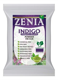 zenia Indigo Powder Hair & Beard Dye Color | 100 Grams (3.5 ounce) | 100% Natural Hair Dye | Color Hair to Black Naturally | 100% Pure | No Preservatives  - Image 1