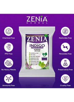 zenia Indigo Powder Hair & Beard Dye Color | 100 Grams (3.5 ounce) | 100% Natural Hair Dye | Color Hair to Black Naturally | 100% Pure | No Preservatives  - Image 2