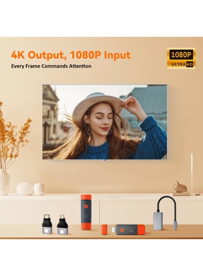 والالا جهاز إرسال واستقبال HDMI لاسلكي، بث غير متأخر. 165 قدمًا/50 مترًا، فك تشفير 4K إلى إخراج 1080 بكسل، توصيل وتشغيل ثنائي النطاق 2.4 جيجا + 5.8 جيجا هرتز HDMI لاسلكي، مناسب للكمبيوتر الشخصي/الكاميرا/جهاز العرض/STB/الشاشة. - Image 5