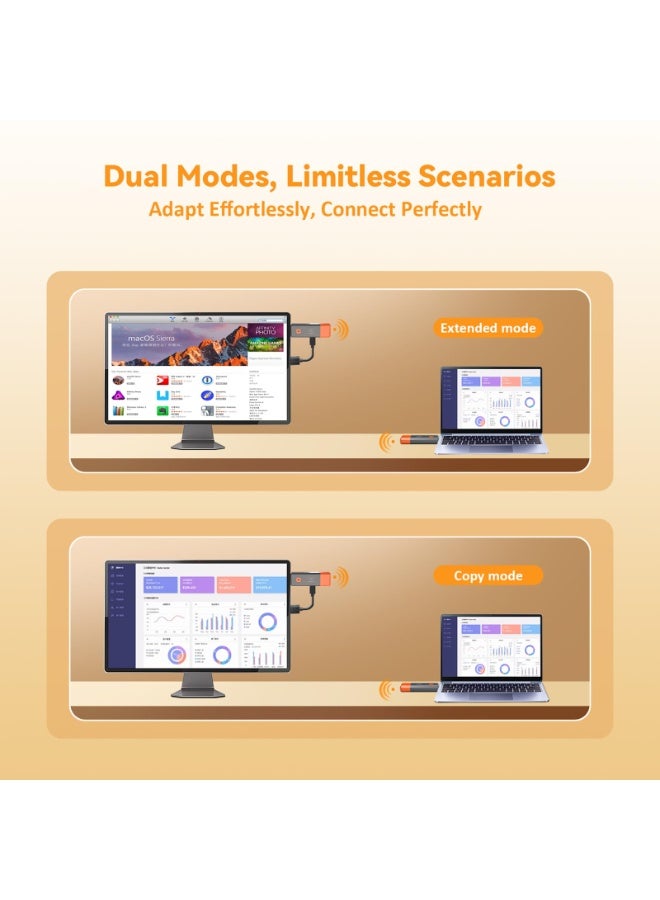 والالا جهاز إرسال واستقبال HDMI لاسلكي، بث غير متأخر. 165 قدمًا/50 مترًا، فك تشفير 4K إلى إخراج 1080 بكسل، توصيل وتشغيل ثنائي النطاق 2.4 جيجا + 5.8 جيجا هرتز HDMI لاسلكي، مناسب للكمبيوتر الشخصي/الكاميرا/جهاز العرض/STB/الشاشة. - Image 4