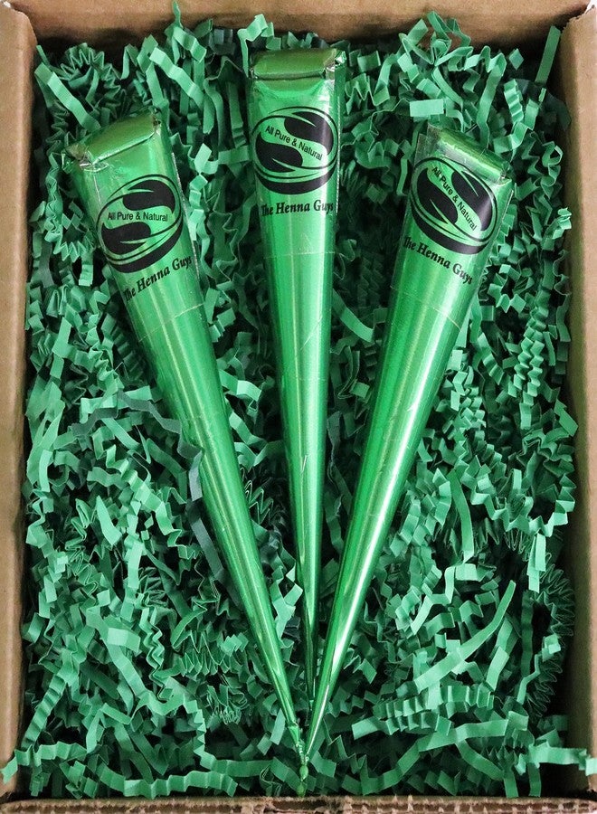 The Henna Guys أقماع الحناء الجاهزة للاستخدام من الحناء 100% طبيعي لتلوين الشعر باللون البني المحمر - مثالي لتلوين الشعر في البقع (عبوة 3)  - Image 1