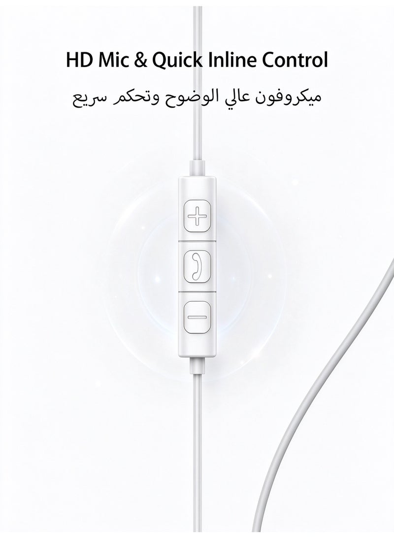 تمبو سماعات أذن سلكية بمنفذ يو إس بي سي، مزودة بميكروفون وتحكم في مستوى الصوت، سماعات ستيريو عالية الجودة متوافقة مع ايفون 15 / 15 برو / 15 برو ماكس / 15 بلس، آيباد برو وآيباد إير | Tempo - Image 4