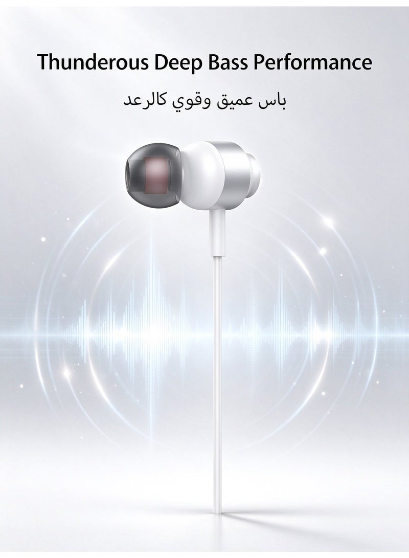 تمبو سماعات أذن سلكية بمنفذ يو إس بي سي، مزودة بميكروفون وتحكم في مستوى الصوت، سماعات ستيريو عالية الجودة متوافقة مع ايفون 15 / 15 برو / 15 برو ماكس / 15 بلس، آيباد برو وآيباد إير | Tempo - Image 2