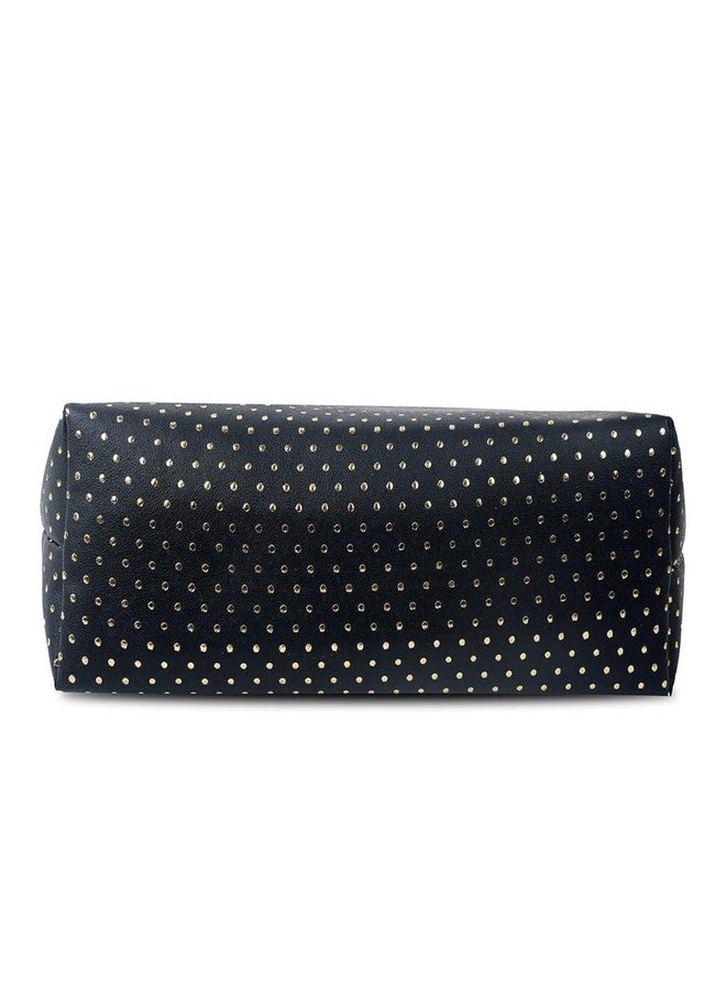 Cosmetic Pouch Black with White Polka Dots | Zippered Makeup Bag with Wrist Strap | Travel Toiletry Organizer for Women - Image 4