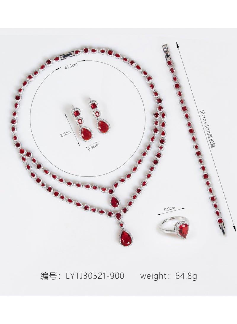 Mark Fairwhale Double layer Water Drop Bridal Necklace Simple, Exquisite, Elegant Multi layer Necklace Four Piece Set - Image 2