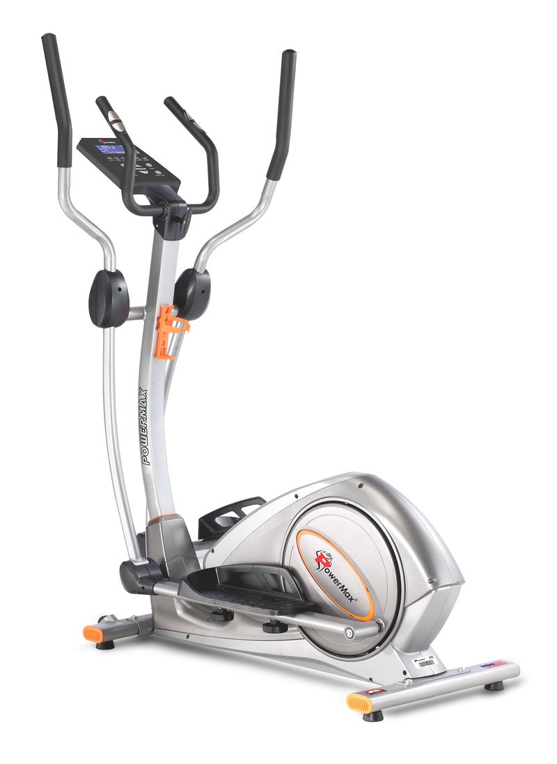 PowerMax Fitness PowerMax Fitness® EH-750 Elliptical Cross Trainer Home Gym Workout Machine Water Bottle Cage, LCD Display, Max User Weight 120kg,Heart Rate Sensor, Anti Slip Pedal & 32 Level Resistance Silver  - Image 1