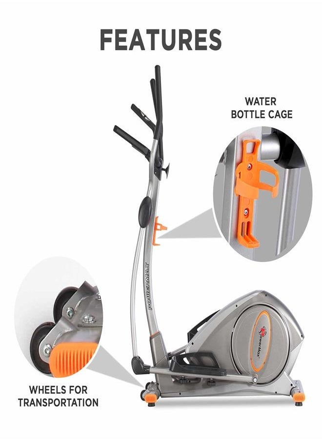 PowerMax Fitness Fitness Eh-750 Elliptical Cross Trainer Home Gym Workout Machine [Water Bottle Cage, Lcd Display, Heart Rate Sensor, Anti Slip Pedal & 32 Level Resistance, Flywheel: 9Kg] For Cardio Training  - Image 5