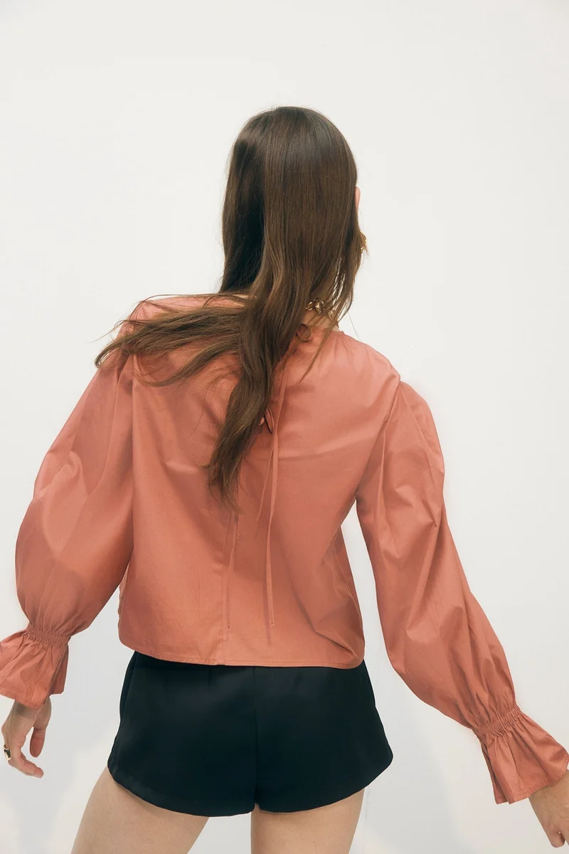 H&M Tie-Detail Cotton Blouse