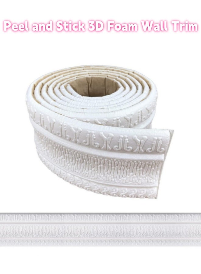 حواف جدارية ثلاثية الأبعاد من الفوم، قابلة للنزع واللصق، بيضاء اللون، ذاتية اللصق، زخرفية، حواف مرنة للمرآة، الجدار، ديكور الفنادق، 91 × 3.2 بوصة - Image 1
