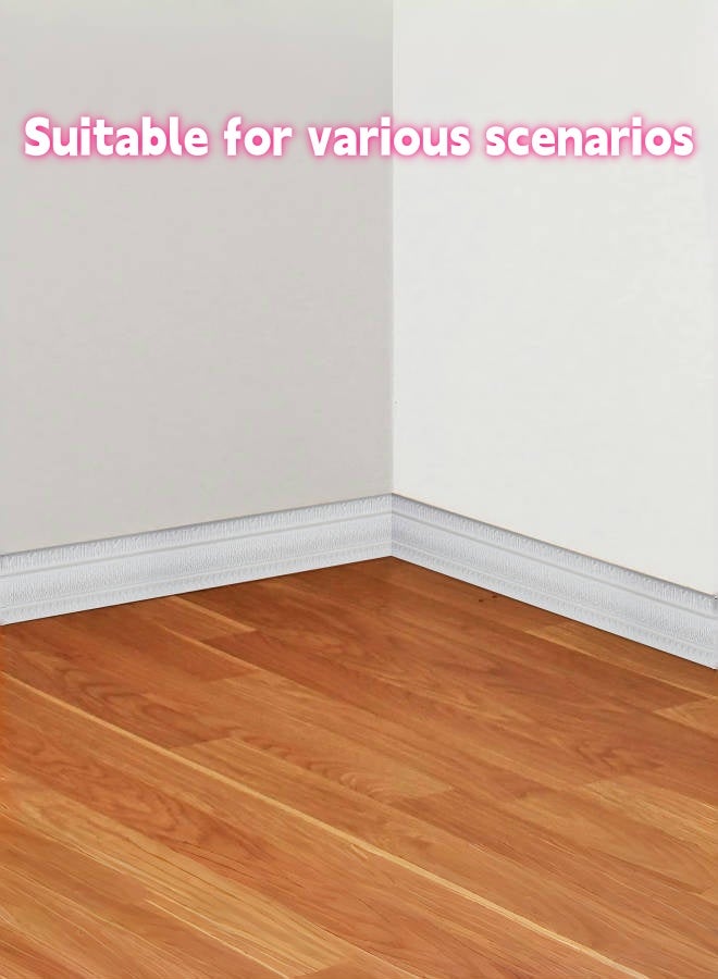 حواف جدارية ثلاثية الأبعاد من الفوم، قابلة للنزع واللصق، بيضاء اللون، ذاتية اللصق، زخرفية، حواف مرنة للمرآة، الجدار، ديكور الفنادق، 91 × 3.2 بوصة - Image 5