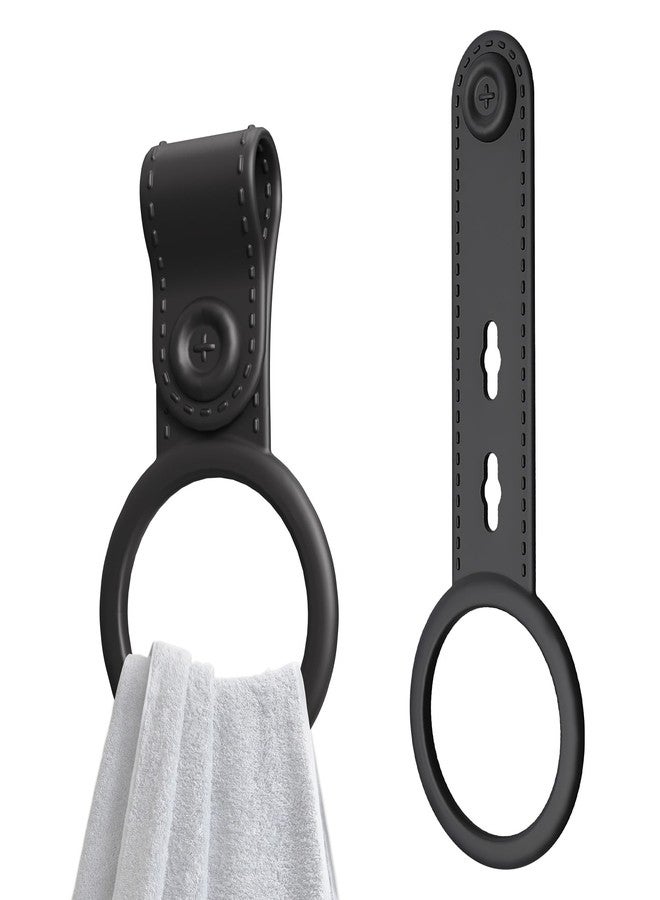 Neepanda Kitchen Towel Holder, Silicone Hand Towel Holder for Kitchen & Bathroom, Adjustable Towel Hanger Compatible for Oven Door, Cabinet Handles, Bathroom Rods (Black, 2 Pack) - Image 1