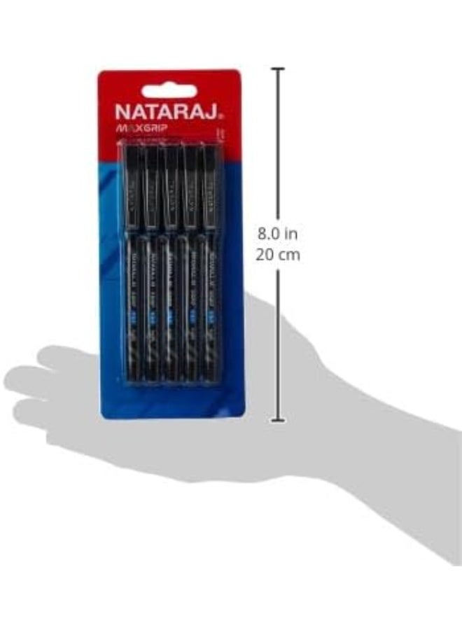 ناتاراج أقلام ناتاراج ماكس جريب ذات رأس كروي رفيع - عبوة من 5 أقلام، حبر أزرق 0.7 مم، كتابة سلسة ومريحة - Image 2