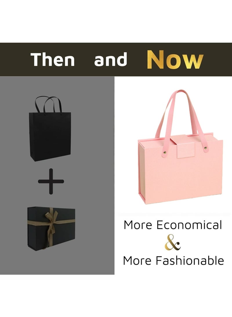 صندوق هدايا وردي - صناديق هدايا 29*22*10 سم مع أغطية ومقابض، صناديق هدايا مغناطيسية محمولة مع حشو ورق ممزق للهدايا، حفلات الزفاف، عيد الحب، الذكرى السنوية، رمضان - Image 3