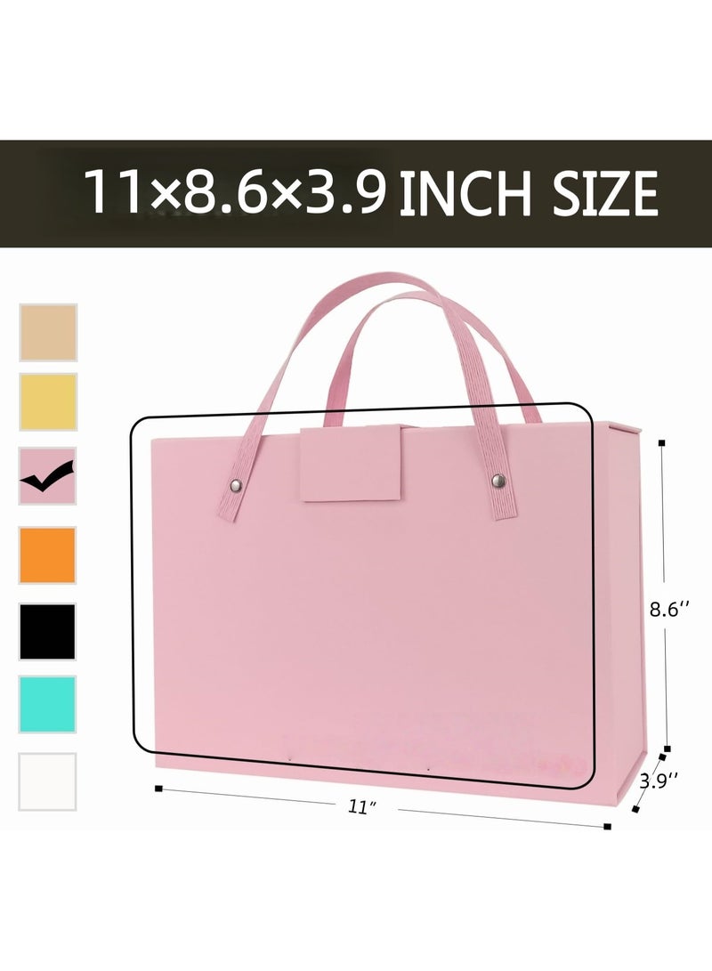 صندوق هدايا وردي - صناديق هدايا 29*22*10 سم مع أغطية ومقابض، صناديق هدايا مغناطيسية محمولة مع حشو ورق ممزق للهدايا، حفلات الزفاف، عيد الحب، الذكرى السنوية، رمضان - Image 4