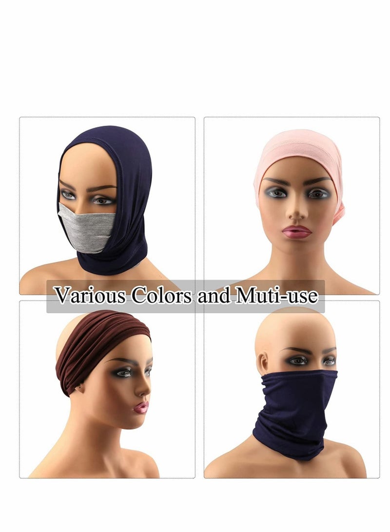 Captaintech Hijab Undercap Scarf, 12Pcs Under Caps for Women Men Turban Head Wraps Solid Color Tube Unisex - Image 4