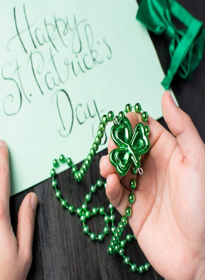 GIFTEXPRESS 12pc Green Bead Necklaces with Shamrocks, Green Shamrock Beads Necklaces - St Patricks Day Irish Clover Bead Necklace Party Favors Pack - Image 4