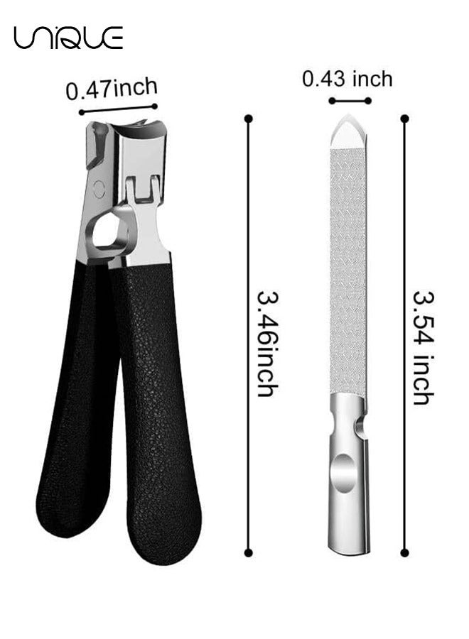 Unique 2 Pcs Nail Clippers,Mess Free Nail Clippers for Men & Women, Ultra Sharp Finger Nail and Toe Nail Clipper Set for Thick Toenails with File - Image 2